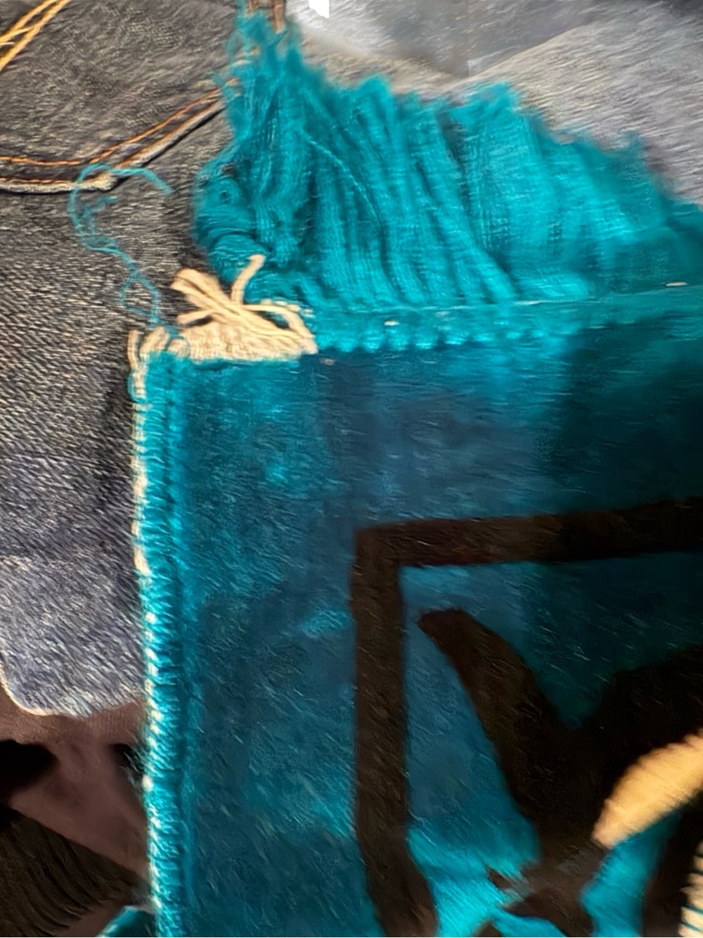 Teal Velvet Prayer Rug Door Mat with Gold Accents - Picture 2 of 2